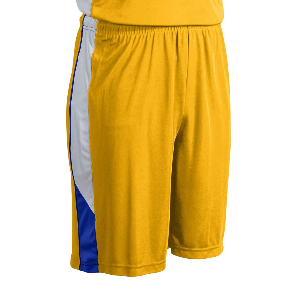 Champro Rebel Polyester Basketball Short, Youth Small, Gold, Royal, White