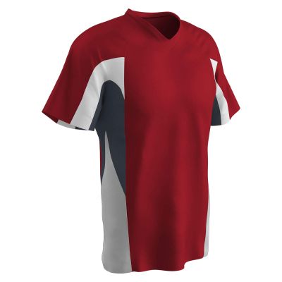 Champro Relief V-Neck Polyester Jersey, Youth X-Large, Scarlet,Graphite,White