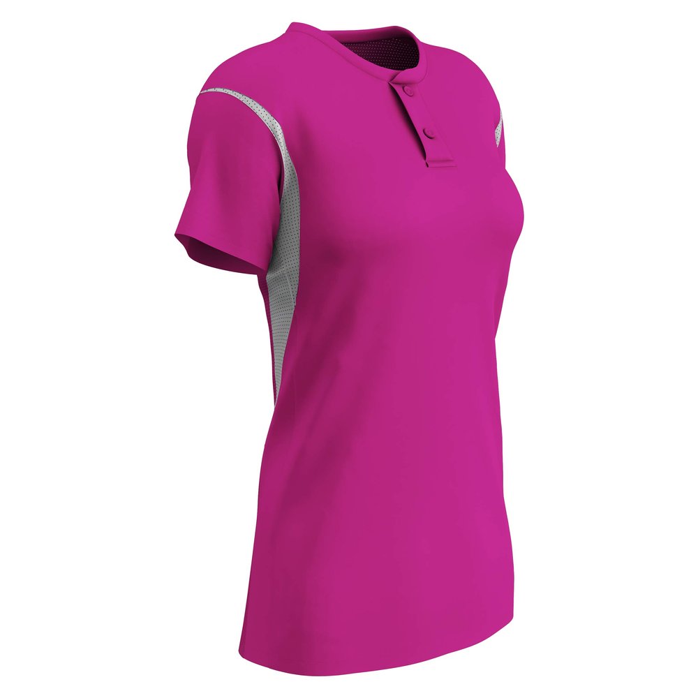 Champro Legacy Polyester 2-Button Jersey, Women's Large, Fuchsia,White