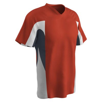 Champro Boys' Relief V-Neck Baseball Jersey, Orange,Graphite,White, Youth Medium