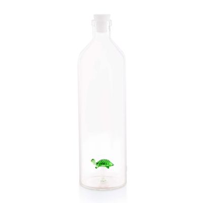 Balvi Atlantis Turtle Glass Water Bottle with Green Turtle Figure Inside, Borosilicate Glass, 1.2L Capacity, Dishwasher Safe, Ideal for Home or Office Use Botella Atlantis Tortuga