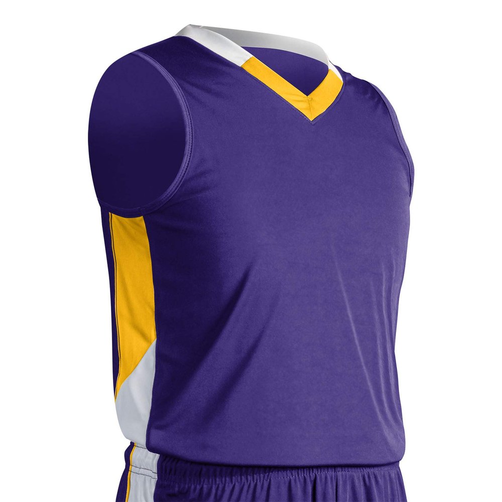Champro Rebel Polyester Basketball Jersey, Youth Small, Purple, Gold, White