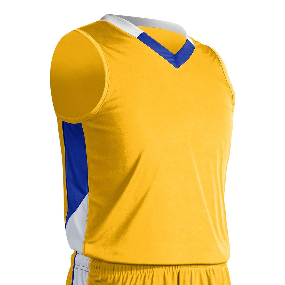 CHAMPRO boys Youth Rebel Polyester Basketball Jersey, Gold, Royal, White, X-Small US