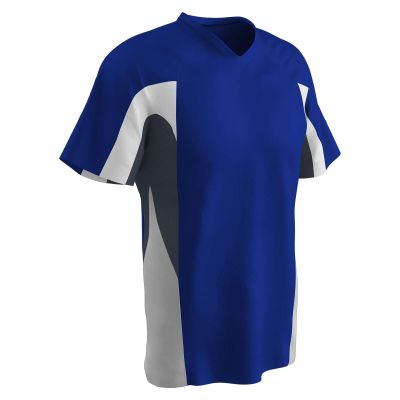 Champro Boys' Relief V-Neck Baseball Jersey, Royal,Graphite,White, Youth Small