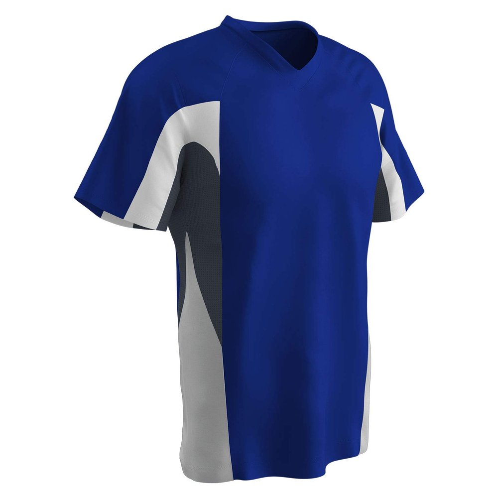 Champro Boys' Relief V-Neck Baseball Jersey, Royal,Graphite,White, Youth Small