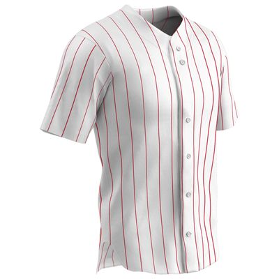 Champro Ace Polyester Button Front Baseball Jersey, Youth Large, White, Scarlet Pin