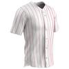 Champro Ace Polyester Button Front Baseball Jersey, Youth Large, White, Scarlet Pin