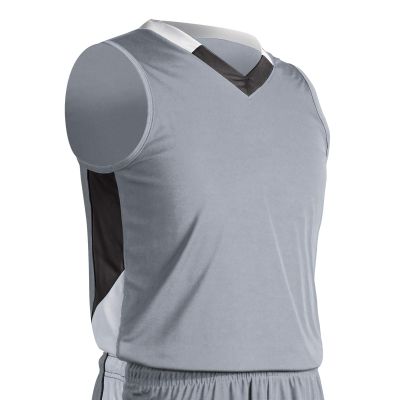 Champro Rebel Polyester Basketball Jersey, Adult 2X-Large, Silver, Black, White