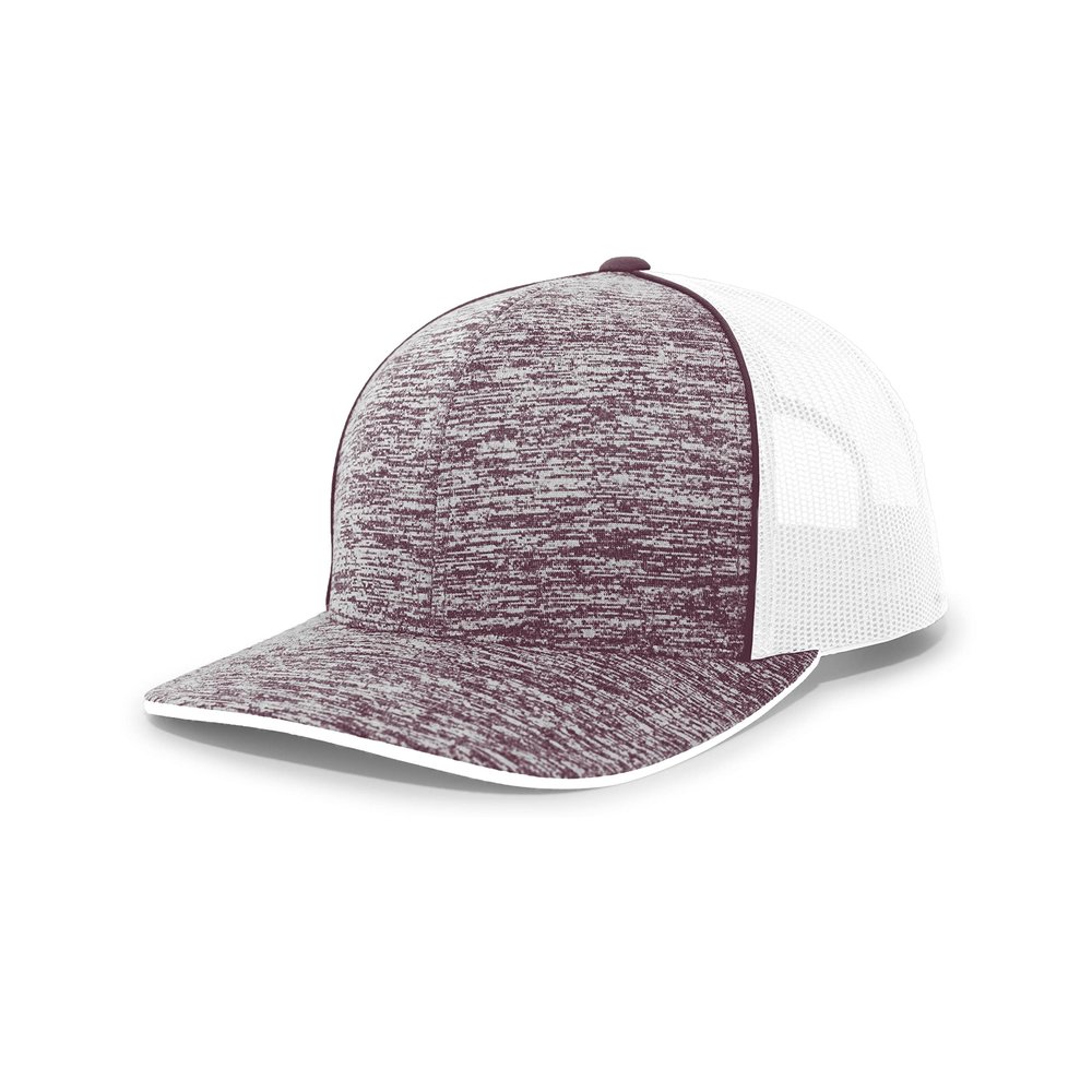 Aggressive Heather Trucker Snapback Cap Maroon Heather/White/Maroon Heather OS