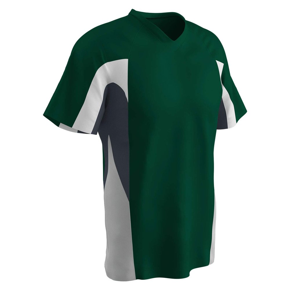 Champro Boys' Relief V-Neck Baseball Jersey, Forest Green,Graphite,White, Youth Small