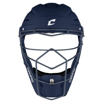 Champro Optimus Pro Rubberized Matte Finished Hockey Style Baseball/Softball Catchers Headgear, Adult, Navy Blue
