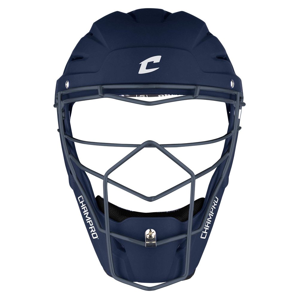 Champro Optimus Pro Rubberized Matte Finished Hockey Style Baseball/Softball Catchers Headgear, Adult, Navy Blue