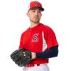 Champro Wild Card 2 Button Polyester Baseball/Softball Jersey, Adult 2X-Large, Orange,White view 2