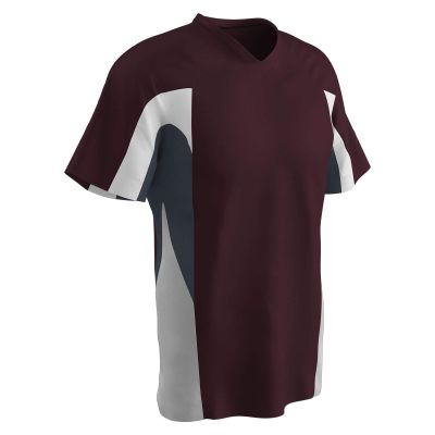 Champro Men's Standard Relief V-Neck Baseball Jersey, Maroon,Graphite,White, Adult Small