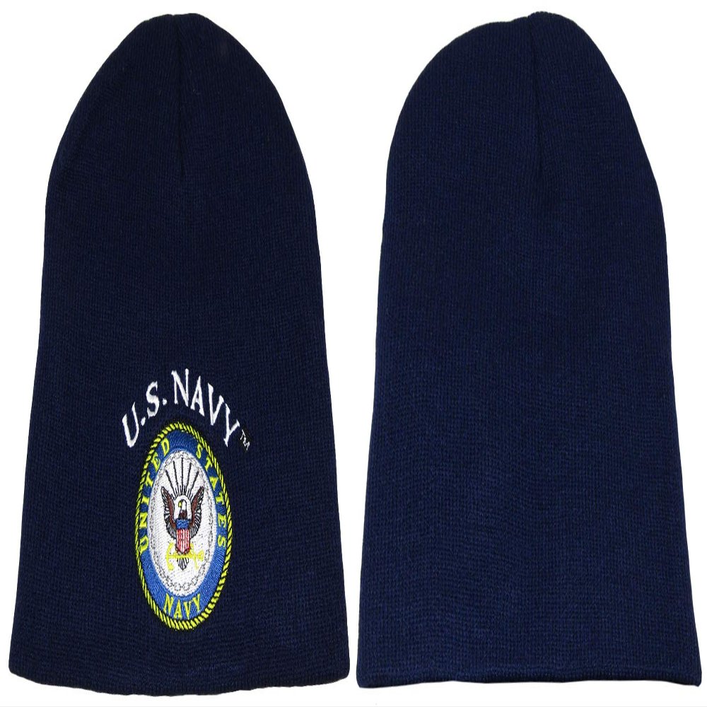 8" US Navy Emblem USN Seal Crest Navy Blue Embroidered Beanie Skull Cap