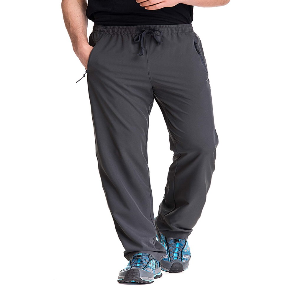 TRAILSIDE SUPPLY CO. Mens Lightweight Track Pants,Stretchy Pants with Zipper Pockets,Loose Fit, Charcoal, M