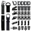 34 PCS Molle Accessories Kit, Tactical Gear Organization Clip for Webbing Strap Molle Bag Backpack Vest Belt Key Ring, D-Ring Locking Carabiner, Water Bottel Carriers Tube Clip, Web Dominator Buckle