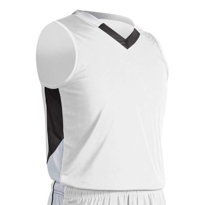 Champro Rebel Polyester Basketball Jersey, Youth Large, White, Black, White