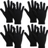 SATINIOR Magic Winter Gloves Unisex Gloves Knit Stretchy Mitten Full Fingers Warm Mitten for Men Women Sports(Black,4 Pairs) view 1