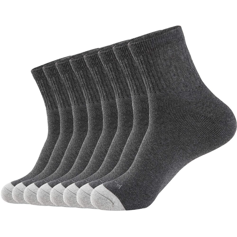 WANDER Men's Athletic Ankle Socks 3-8 Pairs Thick Cushion Running Socks for Men&Women Cotton Socks 6-9/9-12/12-15 (8 Pair Dark Grey, Shoe Size: 6-9)