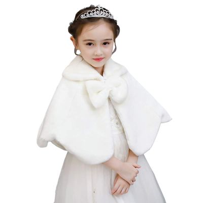 Flower Girl Cape Princess Faux Fur Bolero Shrug Shoulder Cape Shawl Wrap Capelet