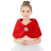 LeJulyeekay Girls Princess Faux Fur Flower Girl Bolero Shrug Party Wedding Capelet Dress Up view 1