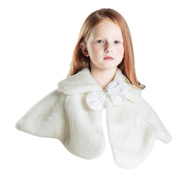 LeJulyeekay Ivory Flower Girl Faux Fur Wraps Cape Kids First Communion Fur Capelet for Girls