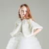 LeJulyeekay Ivory Flower Girl Faux Fur Wraps Cape Kids First Communion Fur Capelet for Girls view 2