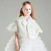 LeJulyeekay Ivory Flower Girl Faux Fur Wraps Cape Kids First Communion Fur Capelet for Girls view 3