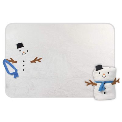 Christmas Blanket Character Fleece Warm to Knee Shoulder Cold Weather Winter Outdoor Blanket for Kids Little Boys and Girls Adults, Snowman