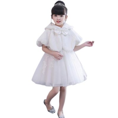 LeJulyeekay Girls Princess Faux Fur Wrap Shawl Flower Girls Bolero Shrug Princess Party Cape