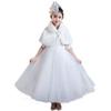 LeJulyeekay Ivory Flower Girl Faux Fur Wraps Cape Kids First Communion Fur Capelet for Girls view 1