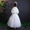 LeJulyeekay Ivory Flower Girl Faux Fur Wraps Cape Kids First Communion Fur Capelet for Girls view 2