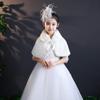 LeJulyeekay Ivory Flower Girl Faux Fur Wraps Cape Kids First Communion Fur Capelet for Girls view 4