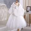 LeJulyeekay Kids Girls Faux Fur Bolero Jacket Princess Cardigan for Wedding Party Dress up view 2