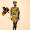 Dashiki for Women Ankara Shirt Tops with Turban Headwrap Earrings + Bracelet Four Pieces Set 713 Half Sleeves 2XL/US16 view 2
