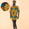 Dashiki for Women Ankara Shirt Tops with Turban Headwrap Earrings + Bracelet Four Pieces Set 713 Half Sleeves 2XL/US16 view 4