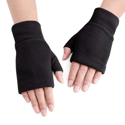 RUIXIB Women Men Fleece Fingerless Gloves Winter Warm Half Finger Gloves Half Mitten