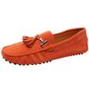 ANUFER Men's Stylish Tassel Suede Moccasins Comfort Loafers Flats Driving Shoes Orange 2080 US10 view 1