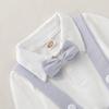 HIHCBF Baby Boys Gentleman Bowtie Outfits Long Sleeve Romper Overalls Bib Pants Suspender Wedding Baptism Tuxedo Clothes Light Blue 3-6M view 4