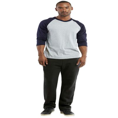 Knocker Men's Heavyweight Fabric Cotton Blend Open Bottom Fleece Sweatpants (L, Black)