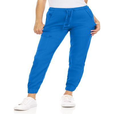 MediChic Women's Scrub Jogger Pants  4 Pockets, 4-Way Stretch, Moisture-Wicking, Anti-Wrinkle, Elastic Waistband Royal