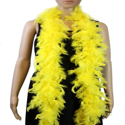 Flydreamfeathers 40 Gram 72" Long, Turkey Chandelle Feather Boa, Dancing Wedding Crafting Party Dress Up, Halloween Costume Decoration (Light Yellow ColorS)