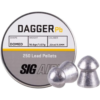 Sig Sauer SIG Dagger .22 Caliber Hunting Plinking Competition Shooting Round Top Lead Pellets for Airgun, Pack of 250