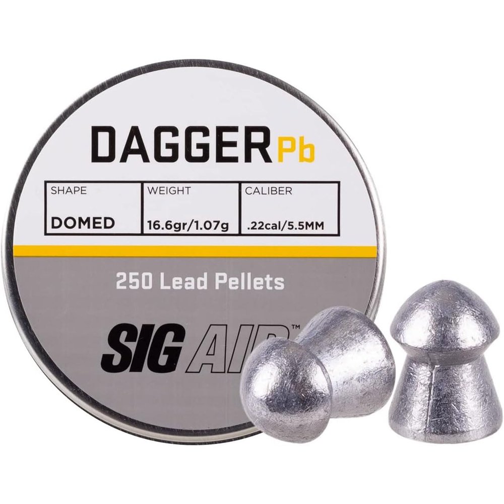 Sig Sauer SIG Dagger .22 Caliber Hunting Plinking Competition Shooting Round Top Lead Pellets for Airgun, Pack of 250