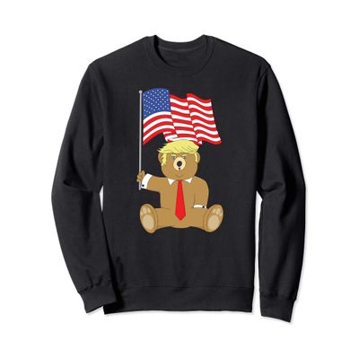 Trump Bear USA Flag Patriot Funny Red Pill Election Women Sweatshirt