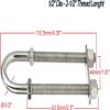 Amarine Made Pair of Stainless Steel Marine Boat Stern Bow Eye Tie Down U Bolt (Silver, 1/2" Dia - 2-1/2" Thread Lenght) view 2