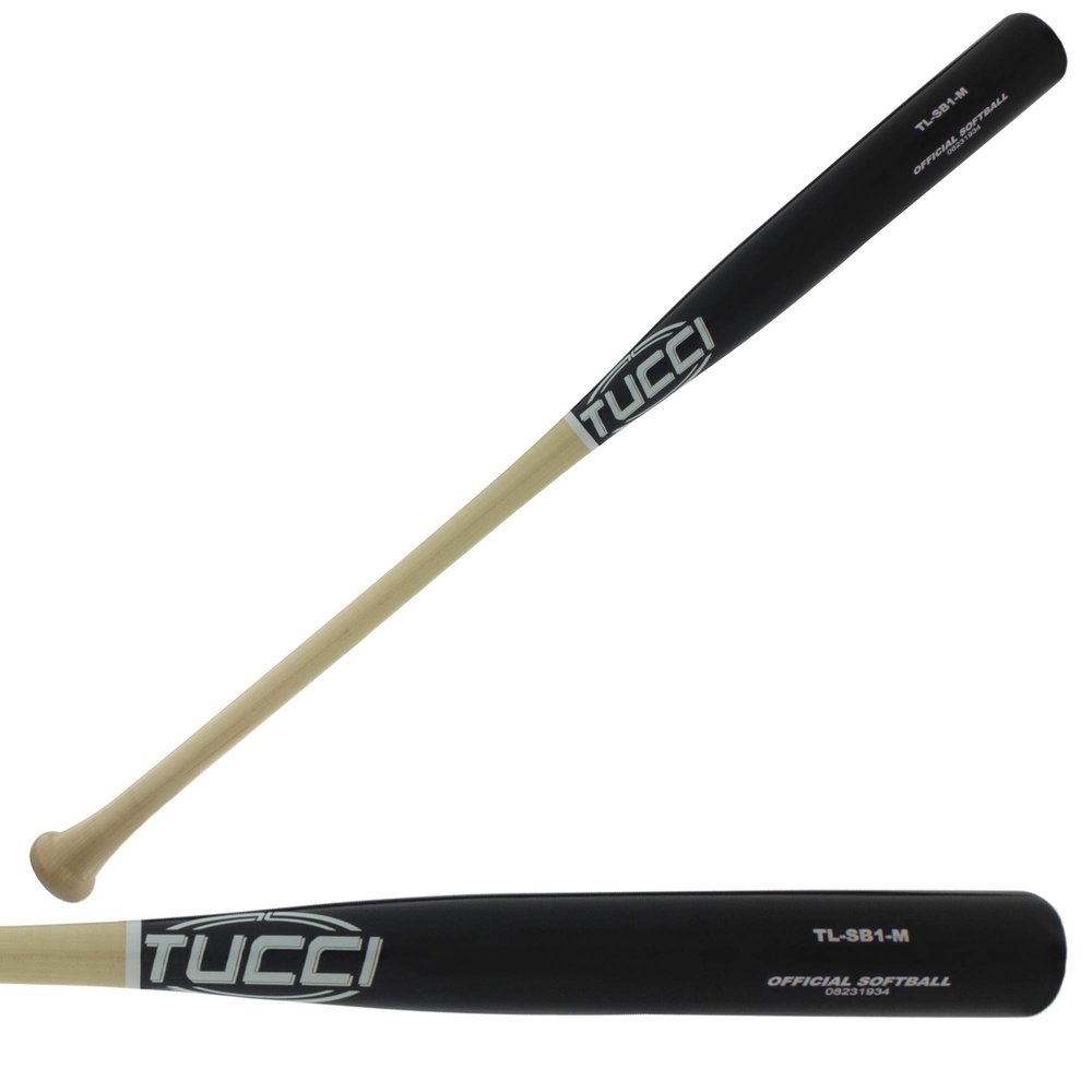 Tucci SB1 Maple Wood Softball Bat, 34", Natural/Black, Traditional Knob Handle