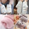 1 Pair Winter Gloves Warm Lining Flip Mittens Cute Rabbit Ear Cozy Fingerless Winter Gloves, Grey view 2