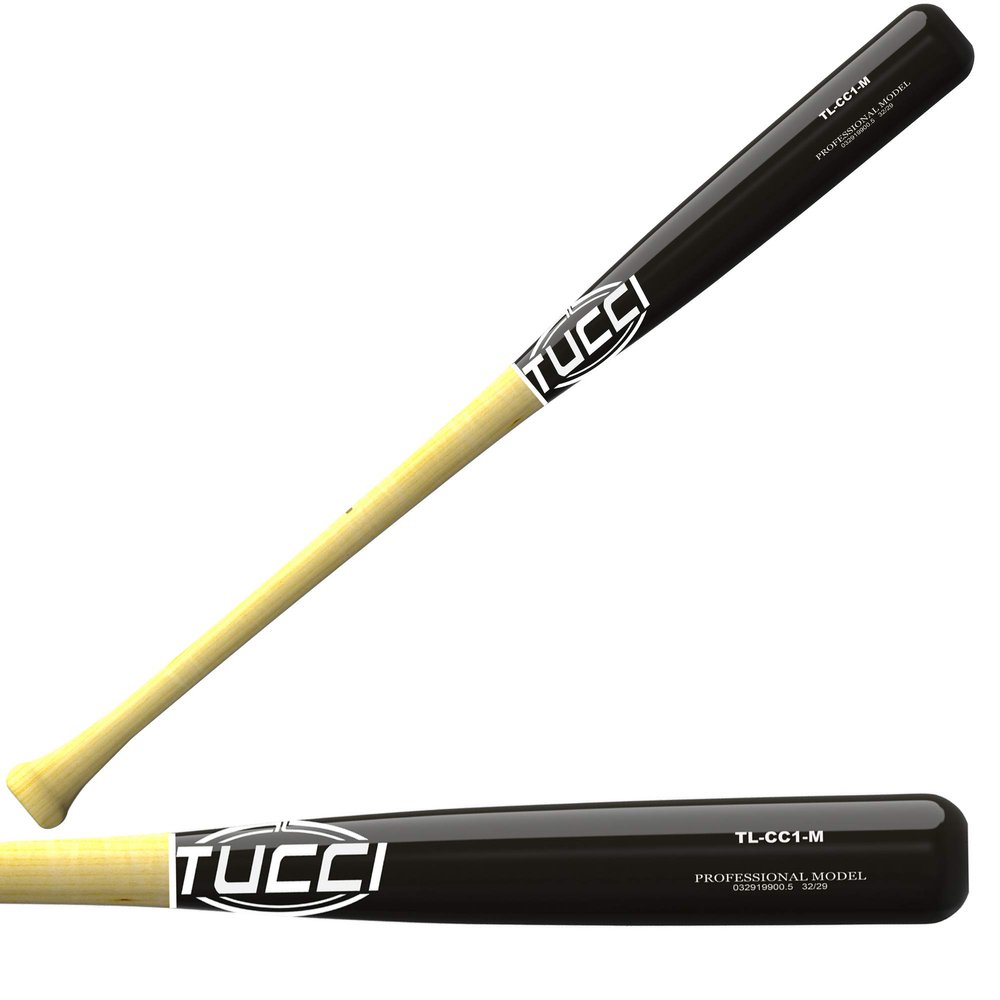 Tucci CC1 Series Traditional Maple Wood Baseball Bat, Pro Select Limited, Black Barrel, Natural Handle, 32"